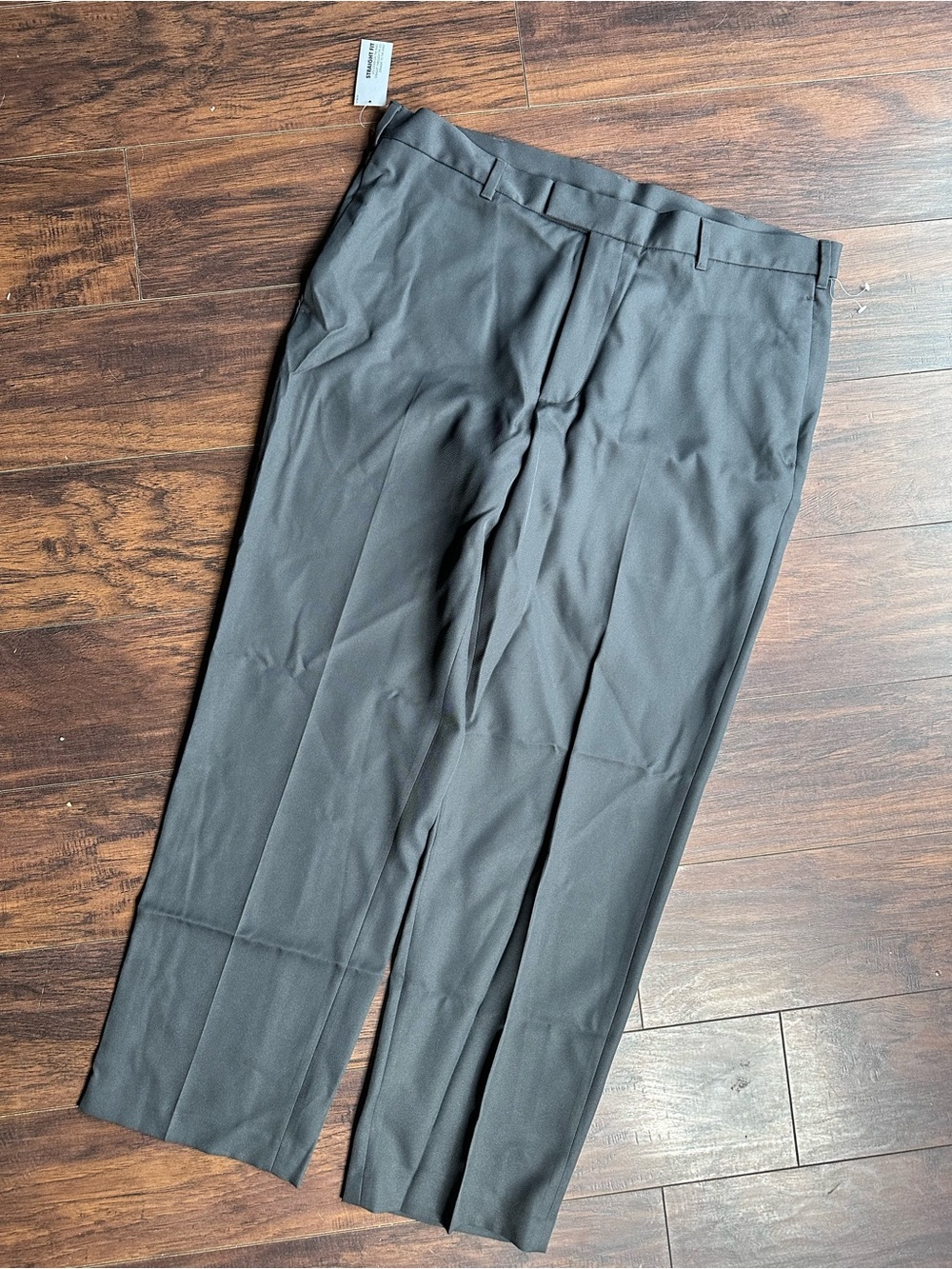 Van Heussen Gray Classic Straight-Leg Dress Pants